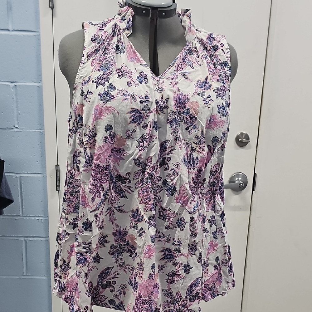 Lane Bryant Floral Ruffle Blouse - Pink and Purple